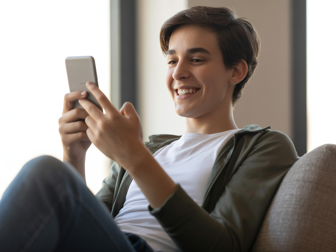 Pessoa usando o aplicativo Folkeen de forma natural e intuitiva