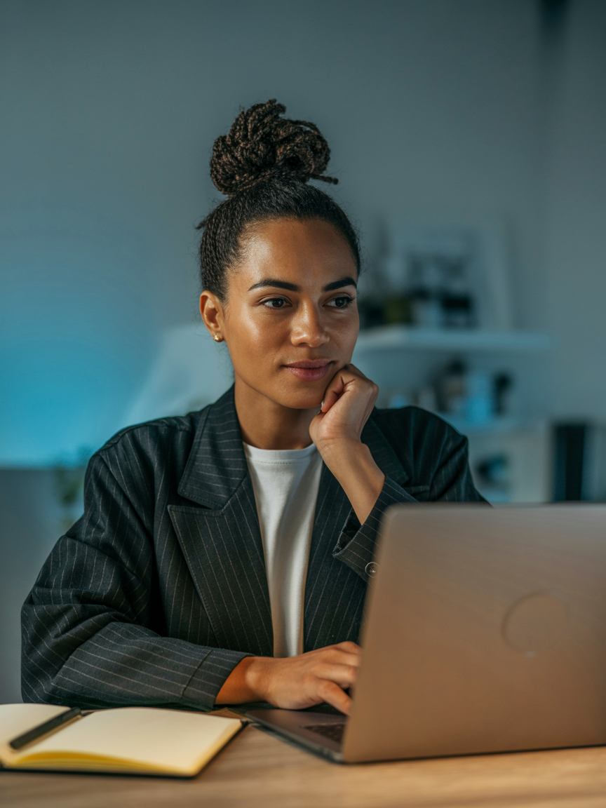 Criador confiante e empoderado trabalhando em sua campanha de sucesso