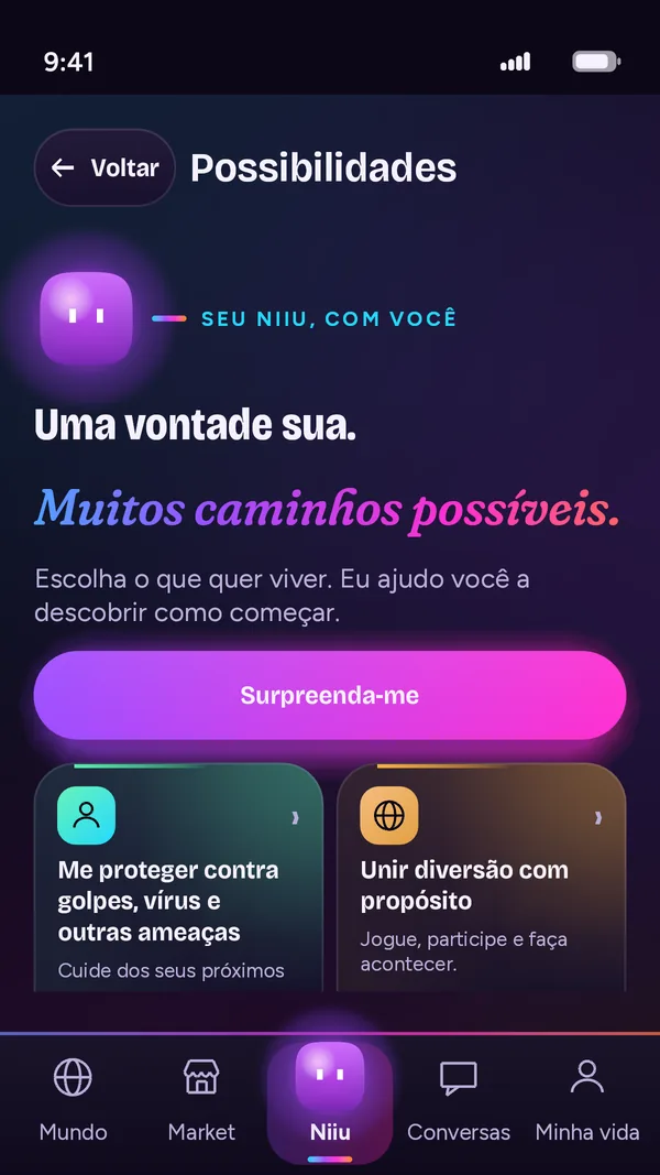 Tela Possibilidades: uma vontade sua, muitos caminhos possíveis